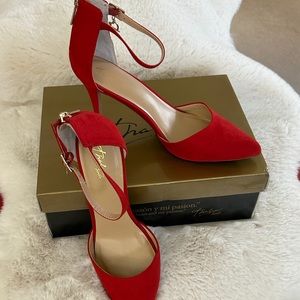 Cute Red Pumps with Ankle Strap